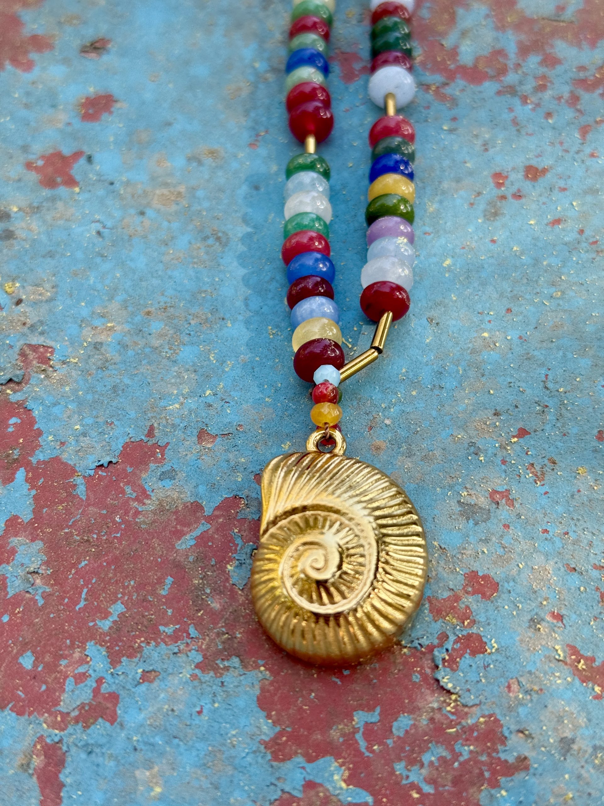 Κολιέ "Ammonite" με Πολύχρωμους Αχάτες Κολιέ "Ammonite" με Πολύχρωμους Αχάτες - Image 1