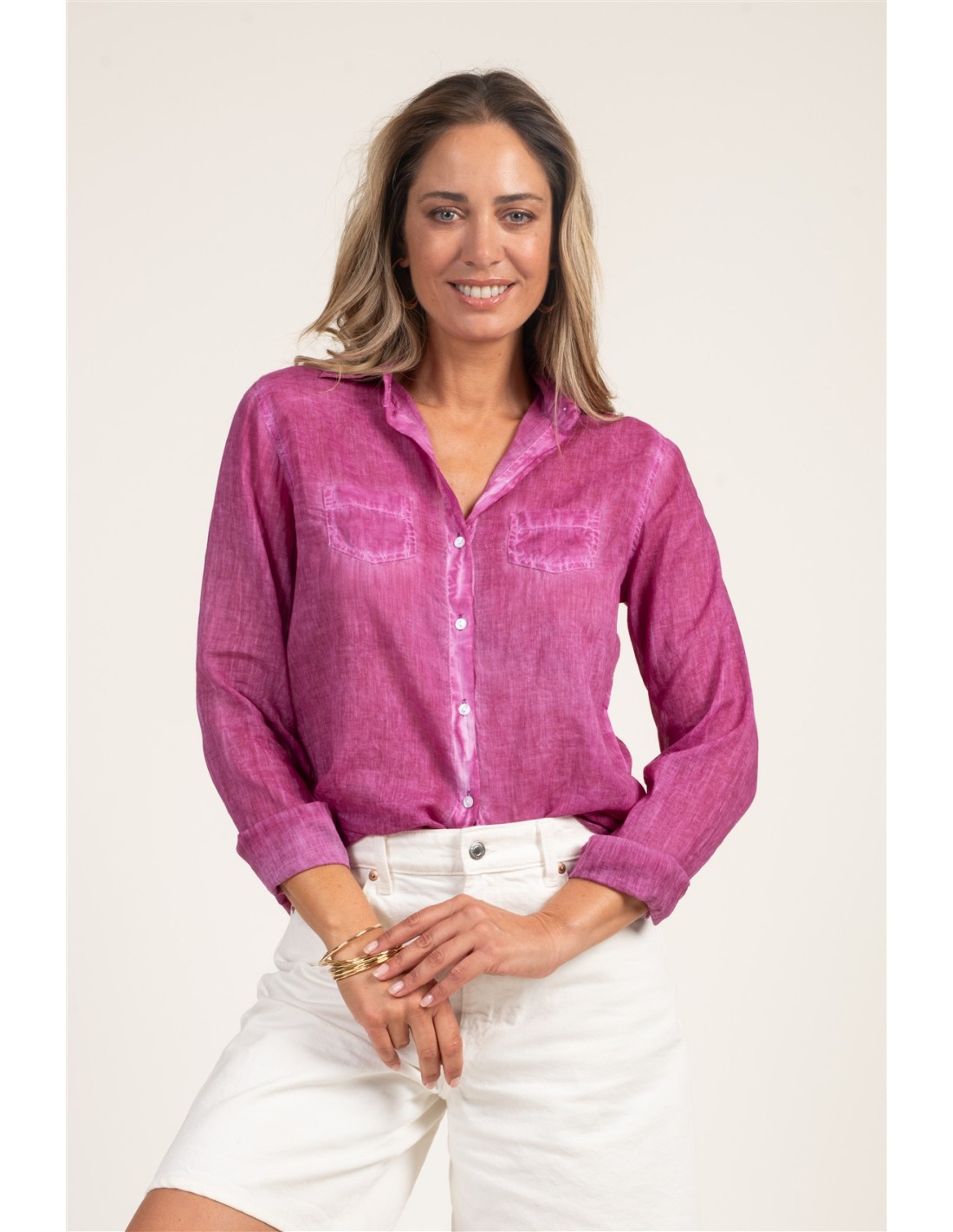 chemisier-washedprune-clovermanches-longues2-pochescoton-smlxl-2 The Everyday Muse Shirt – Washed Cotton Collection - Image 1